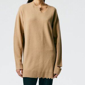 Tibi Soft Lambswool Cutout Neckband Mini Dress, XXS, Sand, NWT